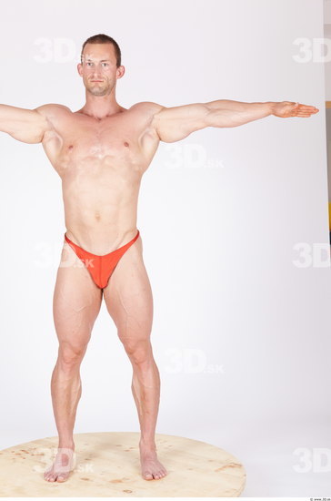 Whole Body Man T poses Underwear Muscular Studio photo references