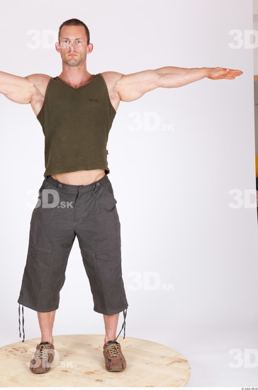 Whole Body Man T poses Casual Muscular Studio photo references