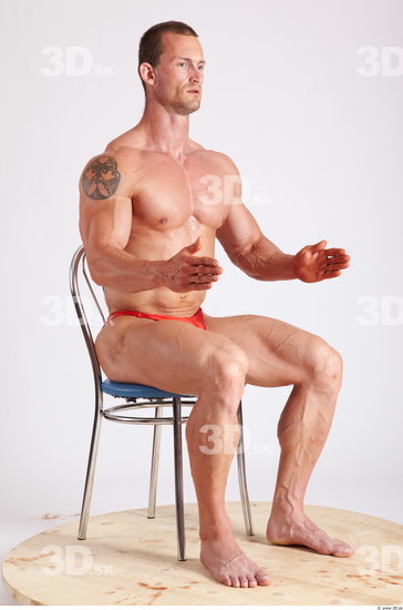 Whole Body Man Artistic poses White Underwear Muscular