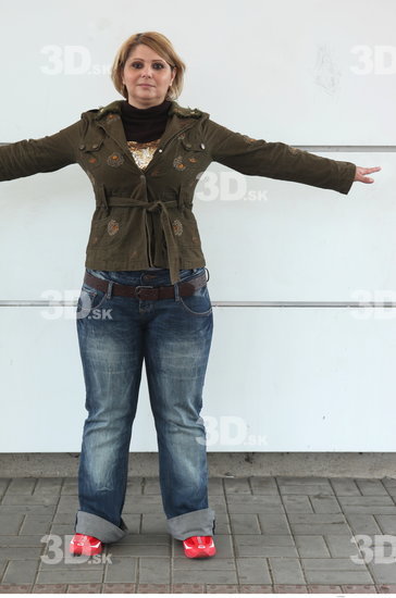 Whole Body Woman T poses Casual Average Chubby Street photo references