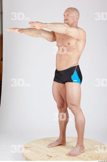 Whole Body Man Animation references Army Sports Swimsuit Muscular Studio photo references