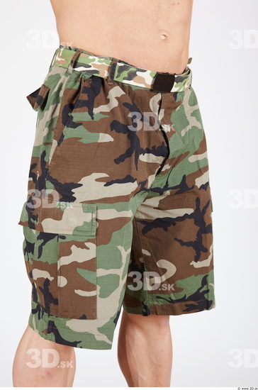 Thigh Whole Body Man Army Shorts Muscular Studio photo references