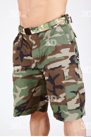 Thigh Whole Body Man Army Shorts Muscular Studio photo references