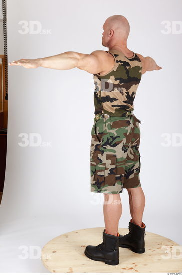 Whole Body Man T poses Army Muscular Studio photo references