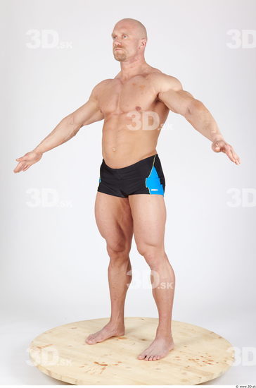 Whole Body Man Animation references Army Sports Swimsuit Muscular Studio photo references