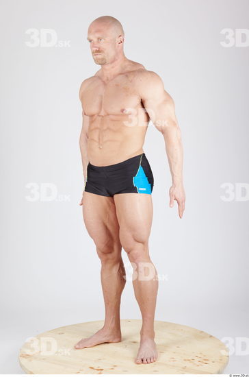 Whole Body Man Animation references Army Sports Swimsuit Muscular Studio photo references