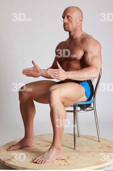 Whole Body Man Artistic poses White Sports Swimsuit Muscular