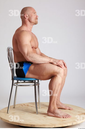 Whole Body Man Artistic poses White Sports Swimsuit Muscular