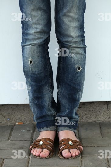 Calf Woman Casual Jeans Average Street photo references