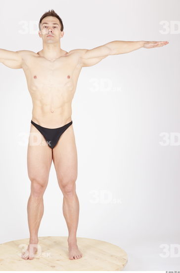 Whole Body Man T poses Sports Swimsuit Muscular Studio photo references