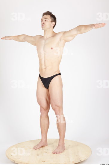 Whole Body Man T poses Sports Swimsuit Muscular Studio photo references