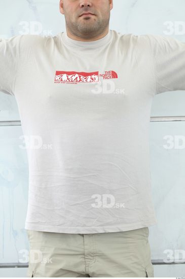Upper Body Man White Sports T shirt Overweight
