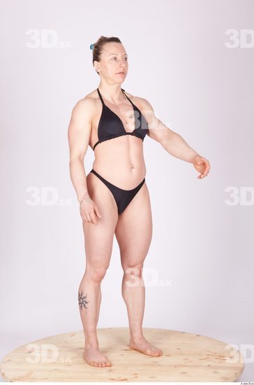 Whole Body Woman Animation references Tattoo Sports Swimsuit Muscular Studio photo references