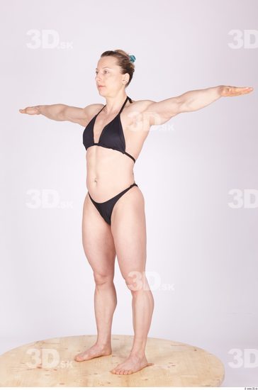 Whole Body Woman T poses Tattoo Sports Swimsuit Muscular Studio photo references