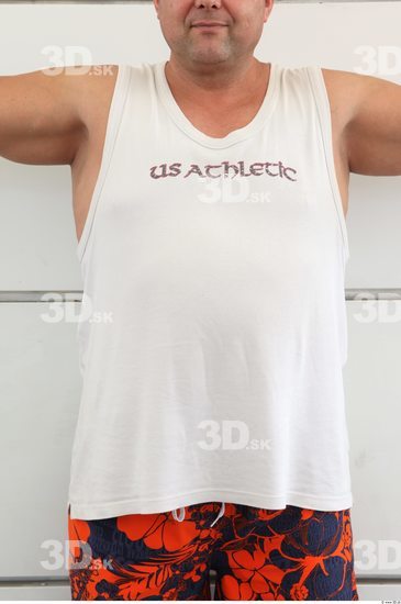 Upper Body Man White Sports Singlet Overweight