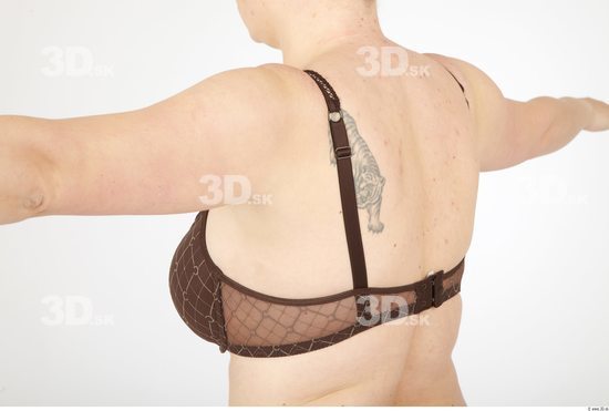 Whole Body Back Woman Animation references Tattoo Casual Underwear Bra Overweight Studio photo references