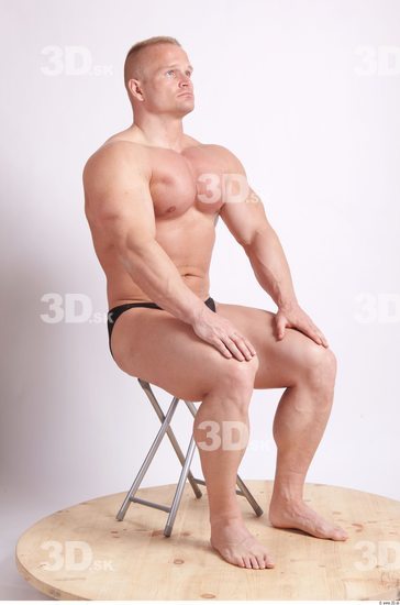 Whole Body Man Artistic poses White Sports Swimsuit Muscular