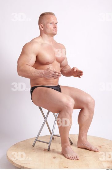 Whole Body Man Artistic poses White Sports Swimsuit Muscular