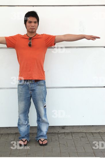 Whole Body Man T poses Asian Casual Slim Street photo references