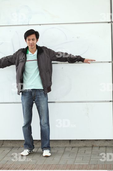 Whole Body Man T poses Asian Casual Slim Street photo references