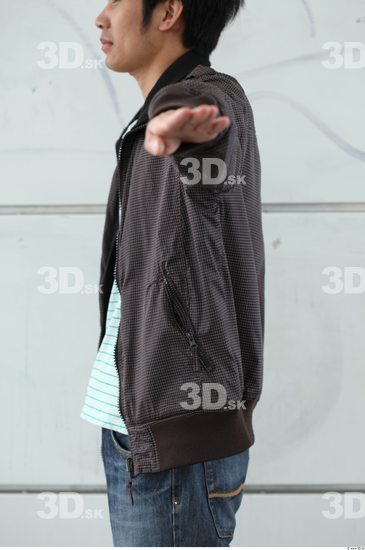 Upper Body Man Asian Casual Windbreaker Slim Street photo references