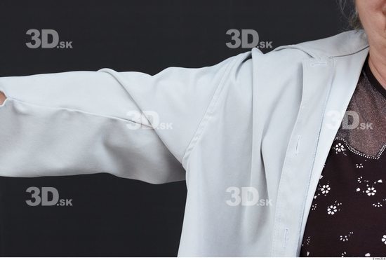 Arm Woman White Casual Coat Overweight