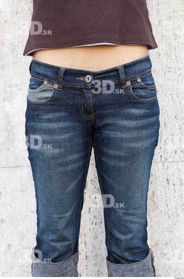 Thigh Head Woman Casual Jeans Slim Average Street photo references