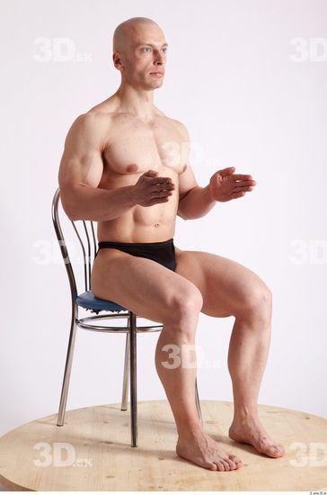 Whole Body Man Artistic poses White Sports Swimsuit Muscular