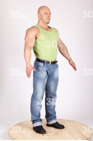 Whole Body Man Casual Muscular Studio photo references