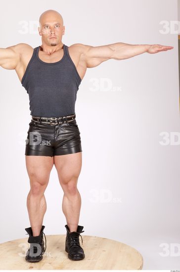 Whole Body Man T poses Casual Muscular Studio photo references