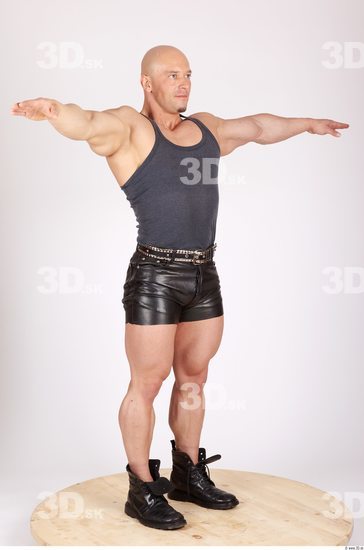 Whole Body Man T poses Casual Muscular Studio photo references