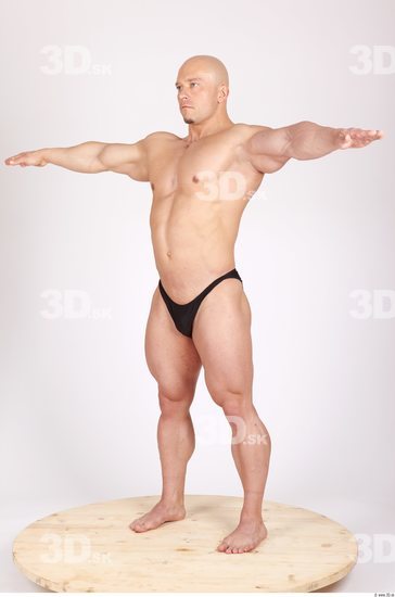 Whole Body Man T poses Casual Sports Swimsuit Muscular Studio photo references