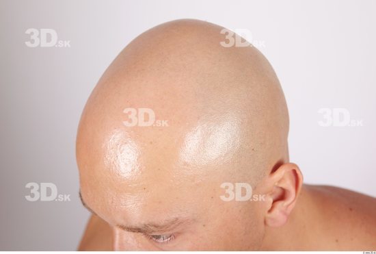 Whole Body Head Man Casual Muscular Bald Studio photo references