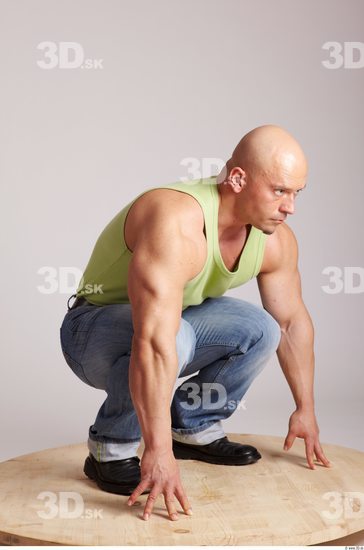 Whole Body Man Other White Casual Muscular Bald