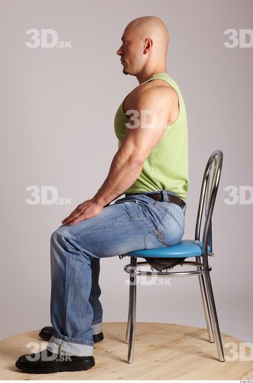 Whole Body Man Artistic poses White Casual Muscular Bald