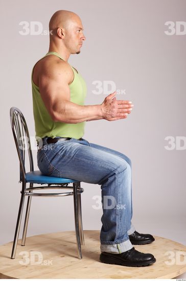 Whole Body Man Artistic poses White Casual Muscular Bald