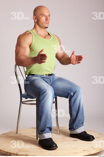 Whole Body Man Artistic poses White Casual Muscular Bald