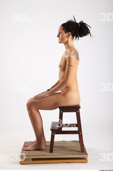 Whole Body Woman Artistic poses White Tattoo Nude Slim