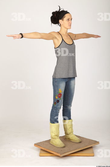 Whole Body Woman Animation references T poses Nude Casual Slim Studio photo references