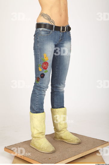 Leg Whole Body Woman Animation references Nude Casual Jeans Slim Studio photo references