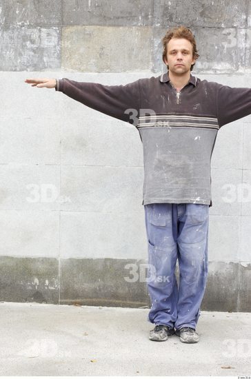 Whole Body Head Man T poses Uniform Slim Street photo references