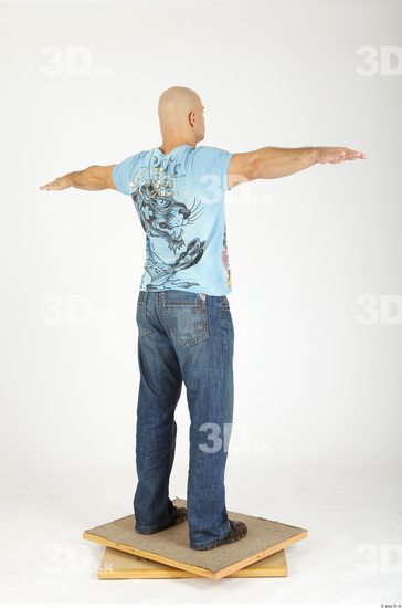 Whole Body Man T poses Casual Chubby Bald Studio photo references