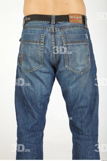 Thigh Whole Body Man Casual Jeans Chubby Bald Studio photo references