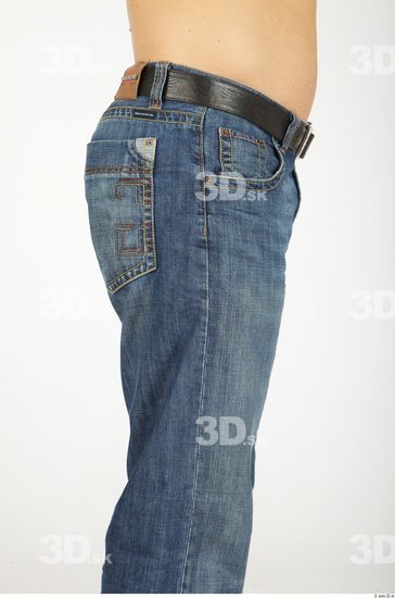 Thigh Whole Body Man Casual Jeans Chubby Bald Studio photo references