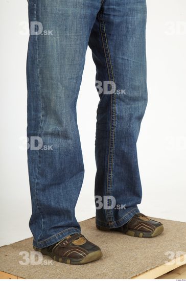 Calf Whole Body Man Casual Jeans Chubby Bald Studio photo references