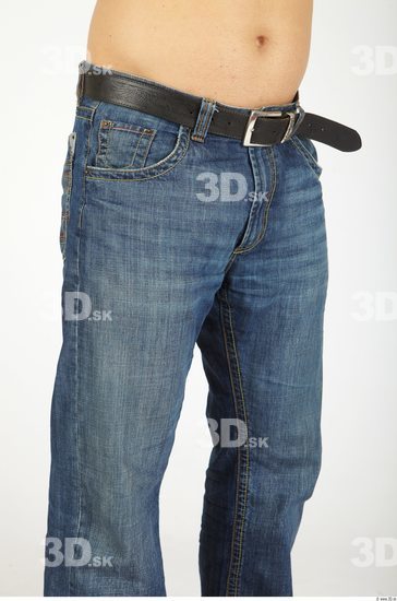 Thigh Whole Body Man Casual Jeans Chubby Bald Studio photo references