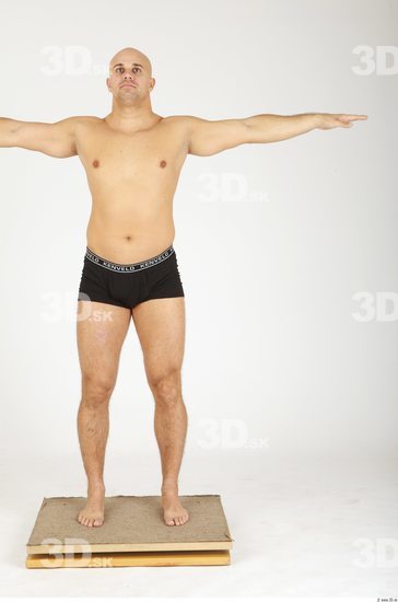 Whole Body Man T poses Casual Underwear Chubby Bald Studio photo references