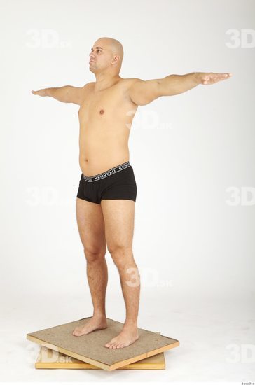 Whole Body Man T poses Casual Underwear Chubby Bald Studio photo references