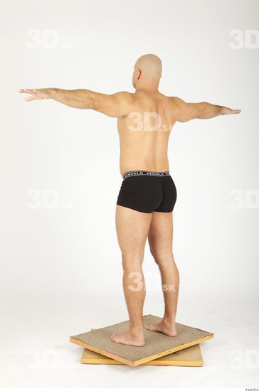 Whole Body Man T poses Casual Underwear Chubby Bald Studio photo references