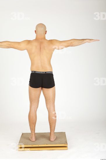 Whole Body Man T poses Casual Underwear Chubby Bald Studio photo references